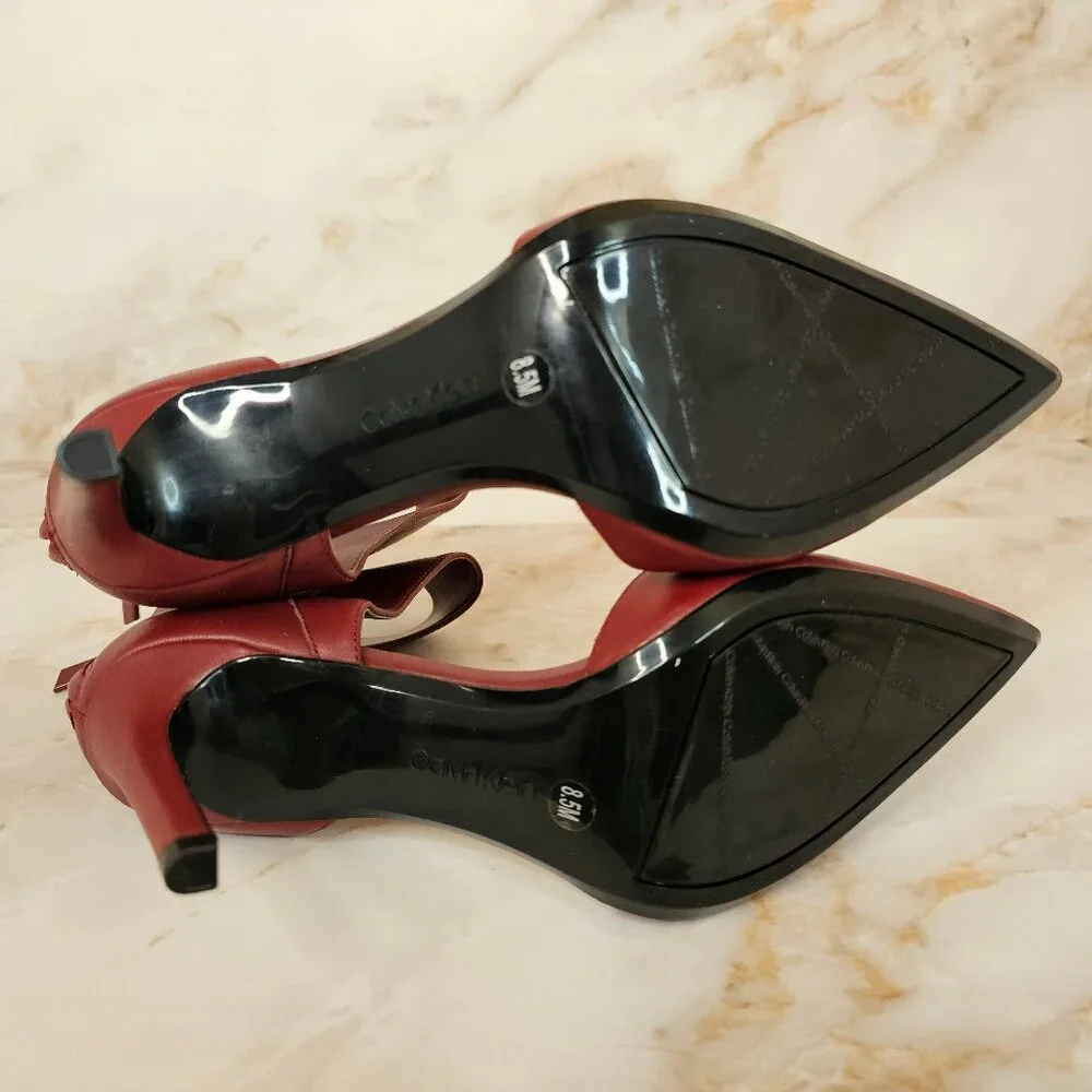 Calvin Klein Rajon Stiletto Heels, Red, Size 8.5 - Picture 4 of 5